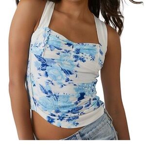 NWT Free people Blue floral print tank top